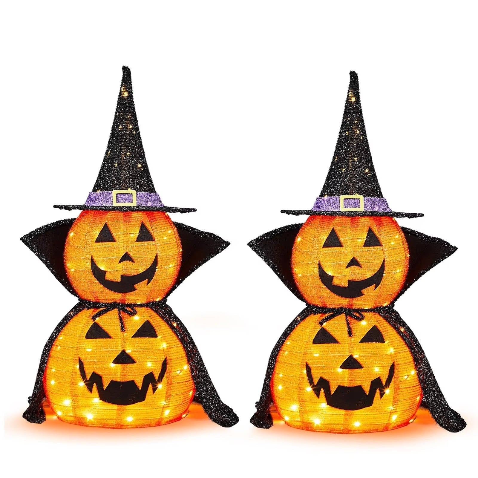 Halloween Pumpkin Decoration Lighted Stacked Witch Hat - Image 5