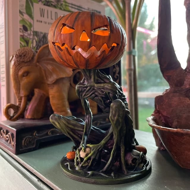 Halloween Pumpkin Figurine With Spooky Glowing Design Perfect Halloween Decor For Eerie Seasonal Displays - Image 3