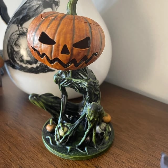 Halloween Pumpkin Figurine With Spooky Glowing Design Perfect Halloween Decor For Eerie Seasonal Displays - Image 5