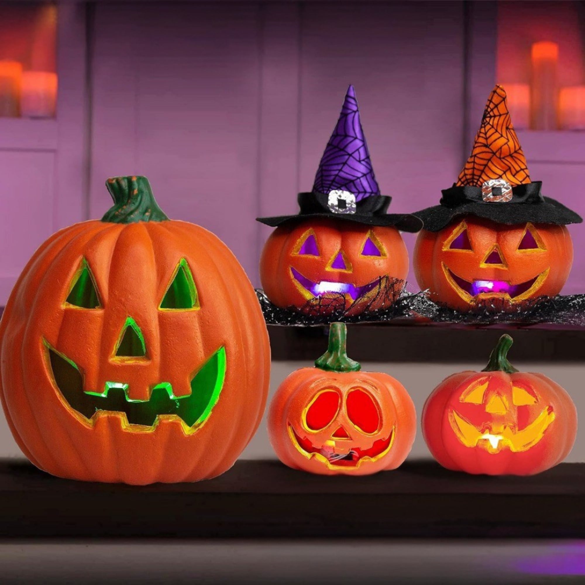 Halloween Pumpkin Lights LED Light Up Pumpkins With Soft Spooky Glow Battery Operated Freestanding Display For Halloween Decor - Image 1