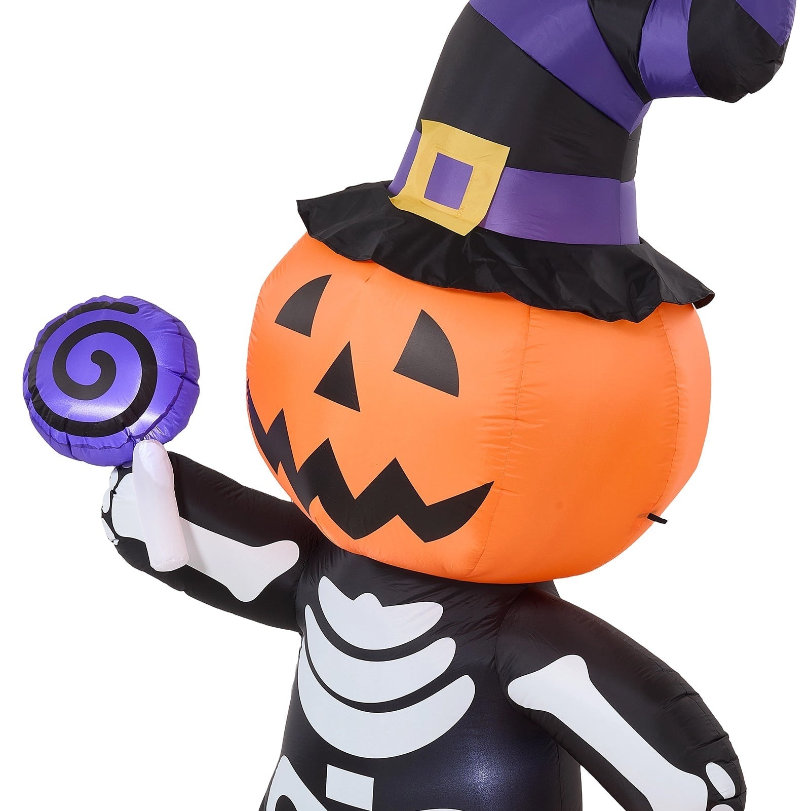 Halloween Pumpkin With Skeleton Design Inflatable Outdoor Light With Electric Air Blower And Water Bags - Image 6
