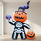 Halloween Pumpkin With Skeleton Design Inflatable Outdoor Light With Electric Air Blower And Water Bags - Image 1