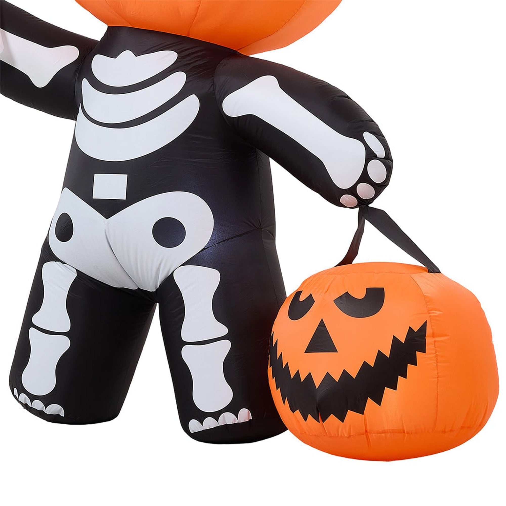 Halloween Pumpkin With Skeleton Design Inflatable Outdoor Light With Electric Air Blower And Water Bags - Image 7