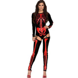 Halloween Skeleton Costume Form-Fitting Bodysuit And Thigh-High Leggings For Party Stretchy Synthetic Fabric Comfortable All-Night Wear - Image 4