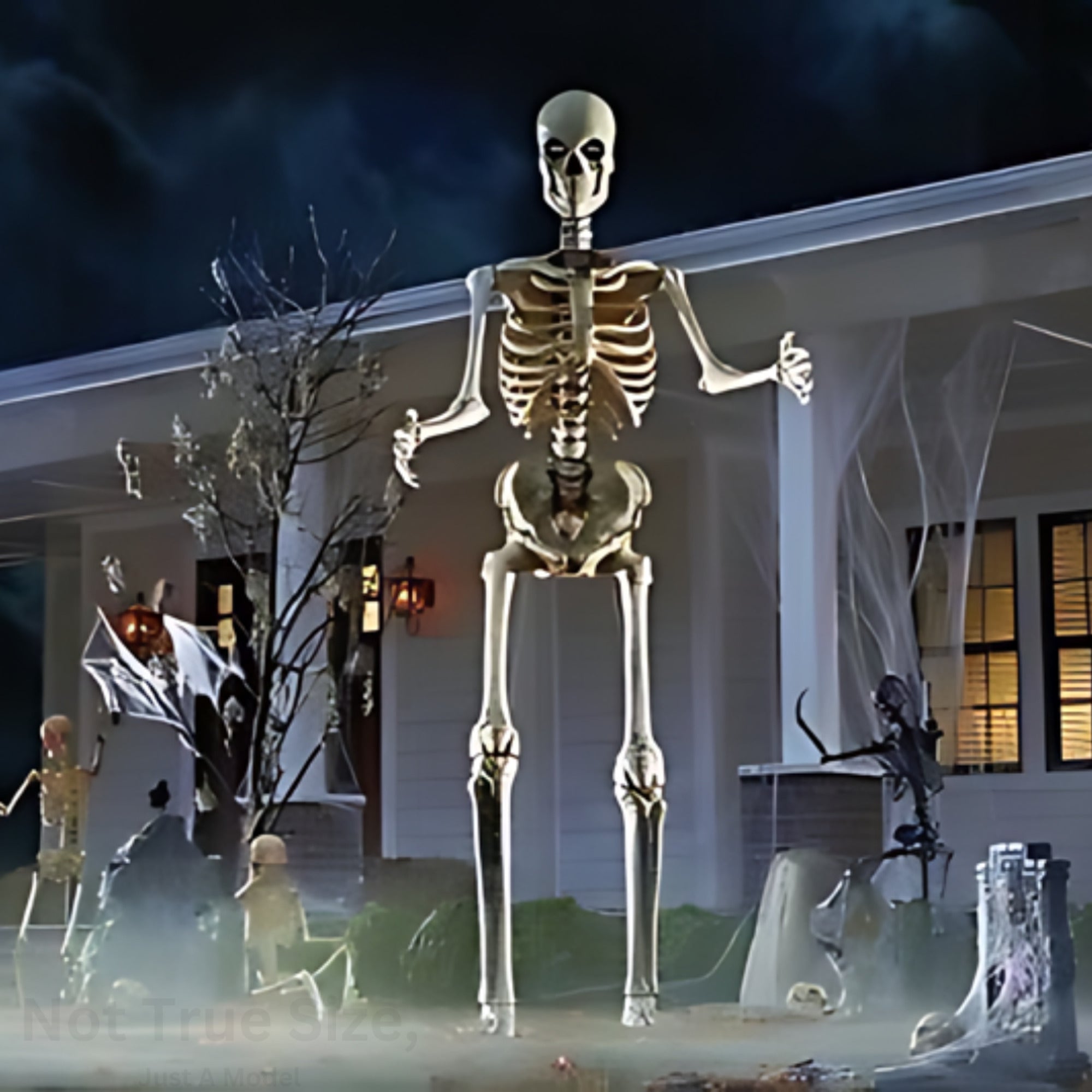 Halloween Skeleton Decoration Life-Size Articulated Outdoor Decor - Image 3