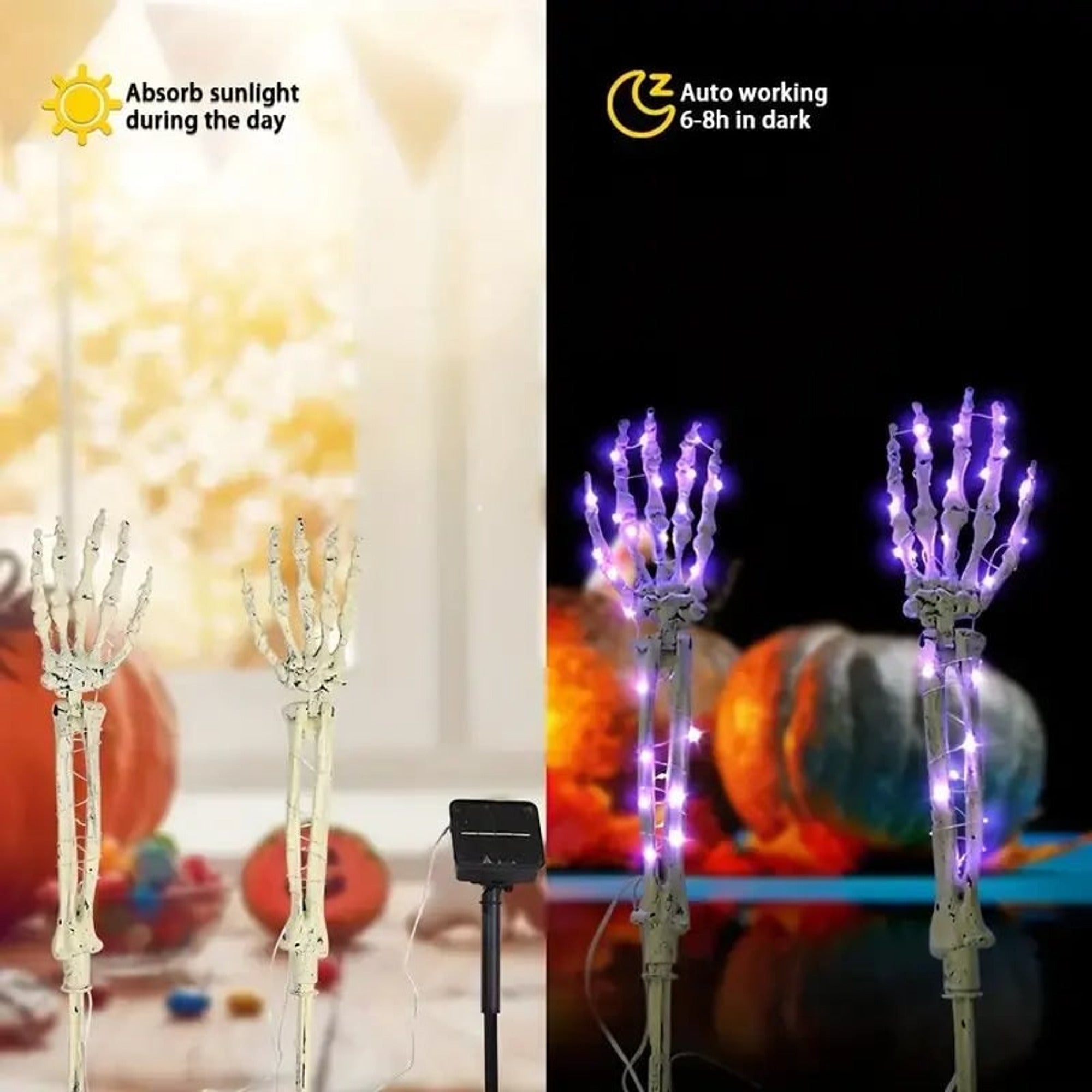 Halloween Skeleton Hand Solar Lights Outdoor Garden Stake Decor Powered - Image 2