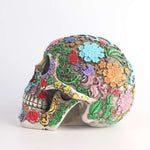 Halloween Skull Decorative Skull With Colorful Resin Floral Design For Halloween Decor - Image 2