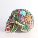 Halloween Skull Decorative Skull With Colorful Resin Floral Design For Halloween Decor - Image 2