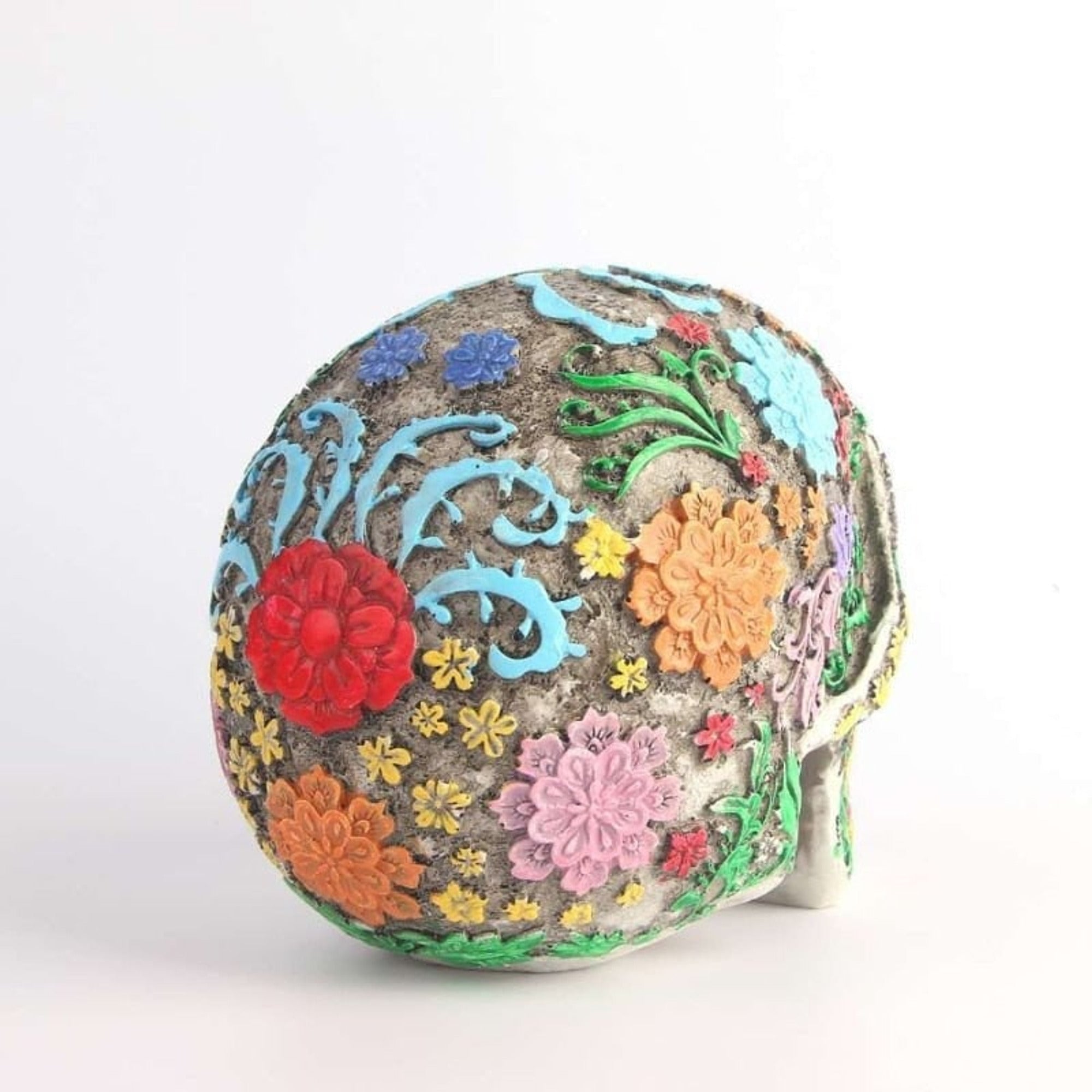 Halloween Skull Decorative Skull With Colorful Resin Floral Design For Halloween Decor - Image 3
