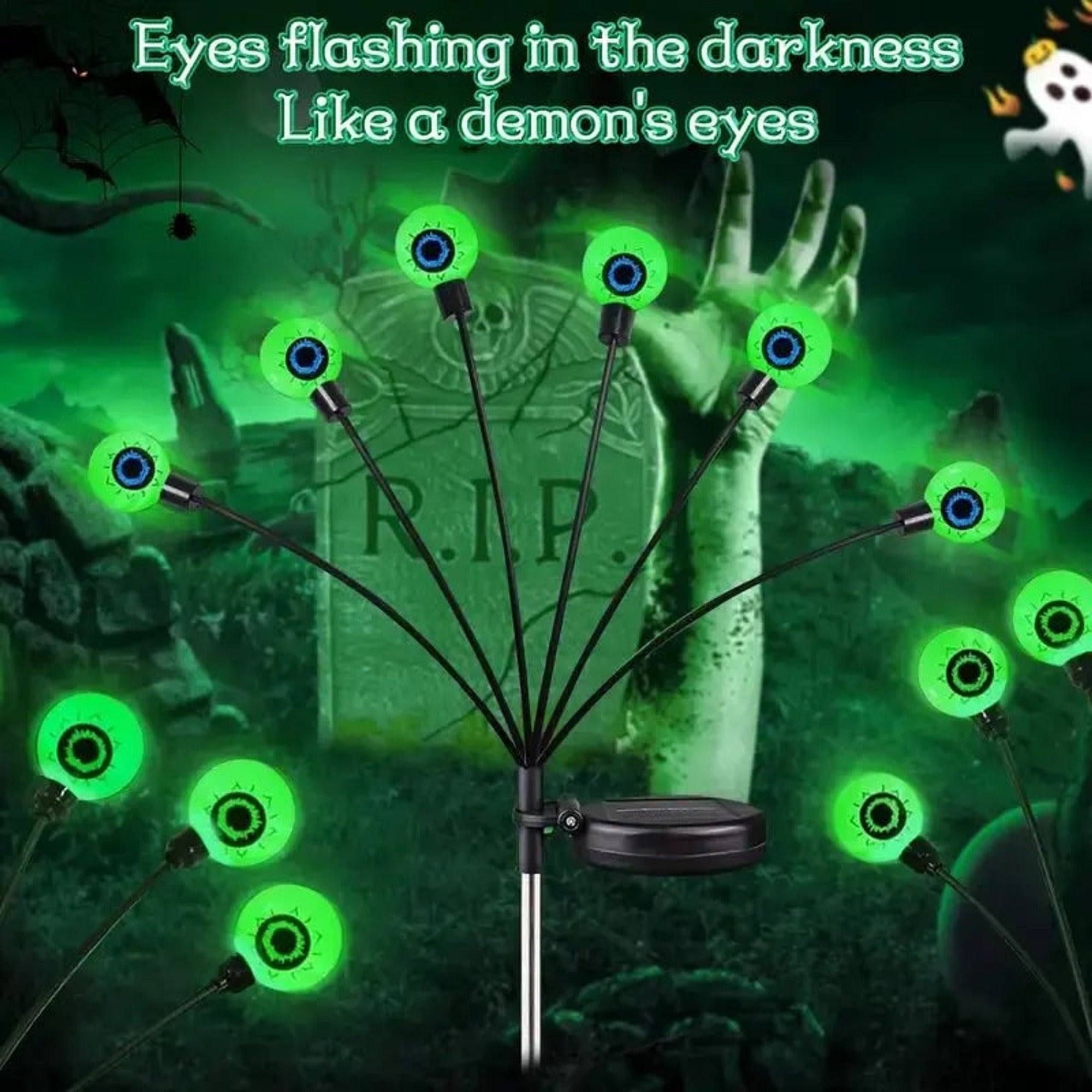 Halloween Solar Lights Garden Decor Stakes Eyeball Plastic Outdoor Yard - Image 5
