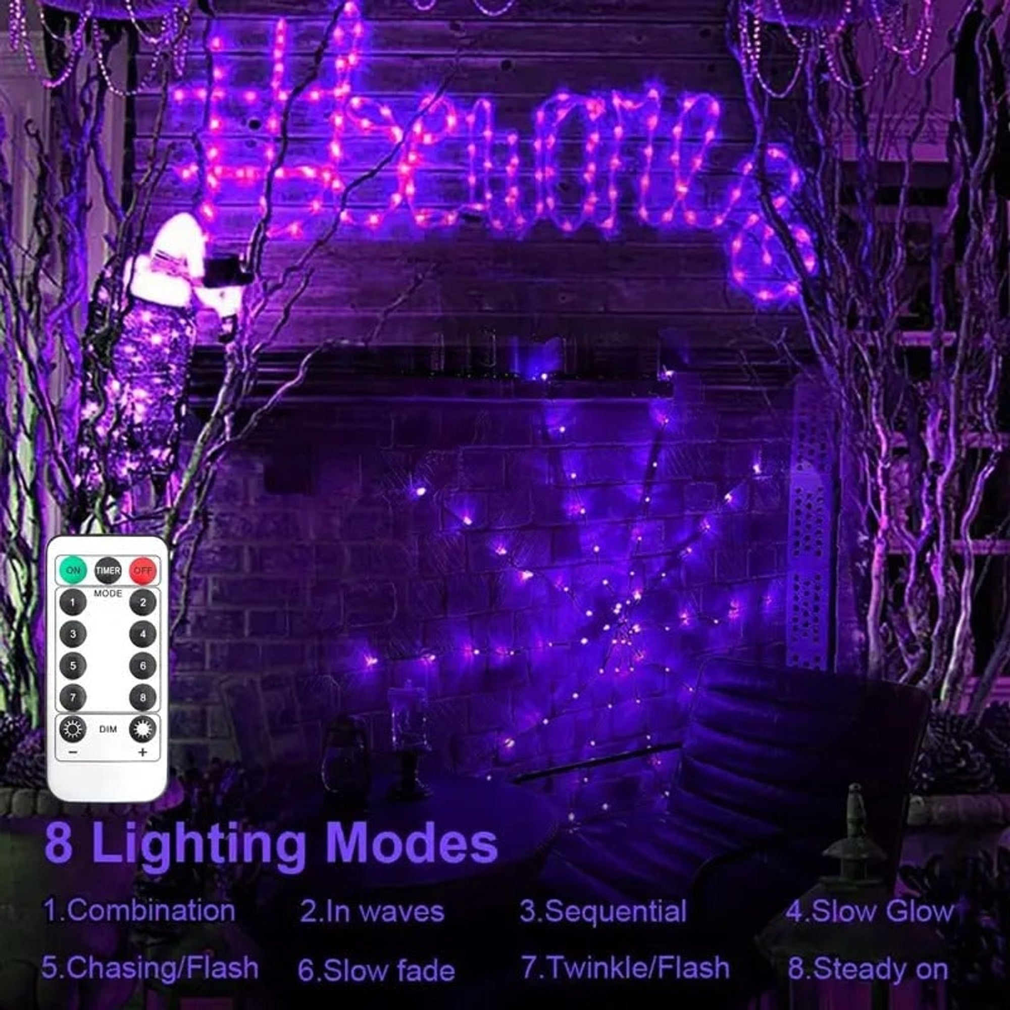 Halloween Spider Web Lights Outdoor Decoration With Remote Control USB - Image 2