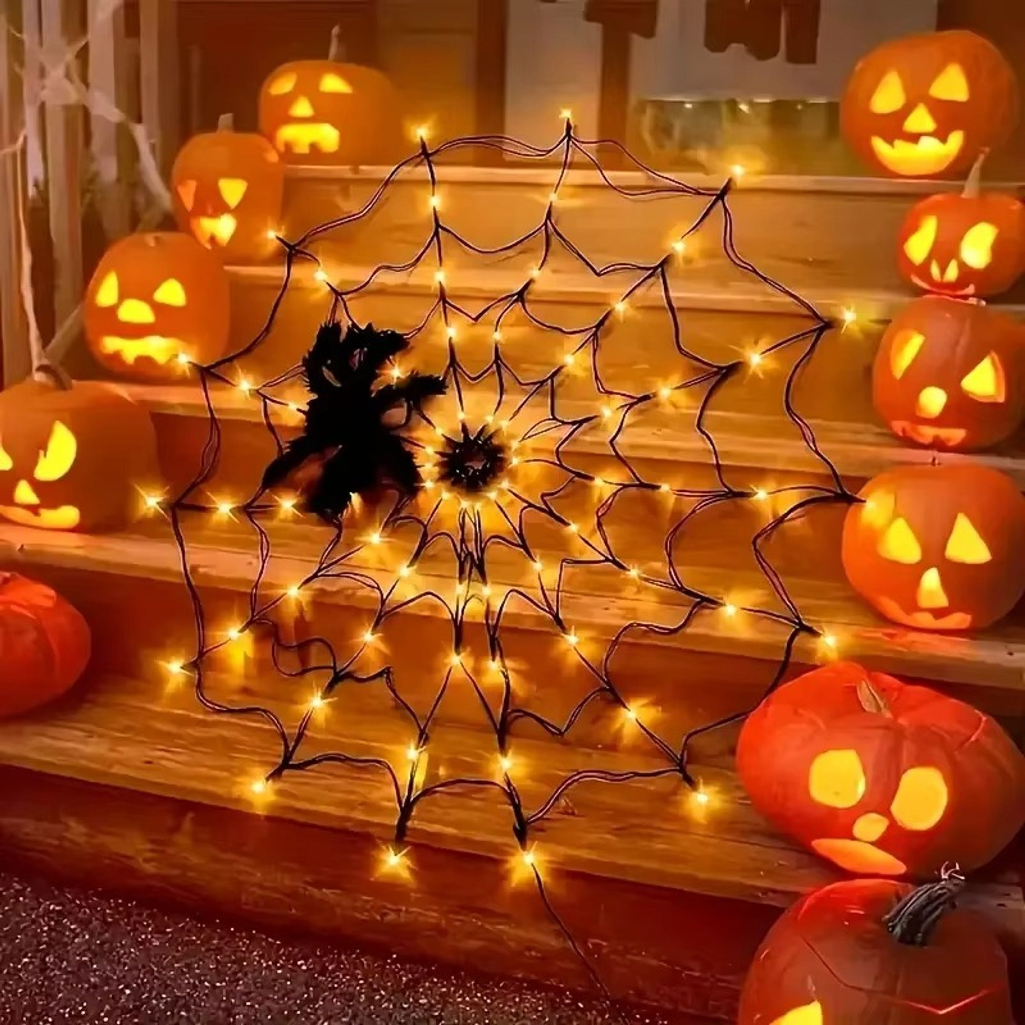 Halloween Spider Web Lights Outdoor Decoration With Remote Control USB - Image 8