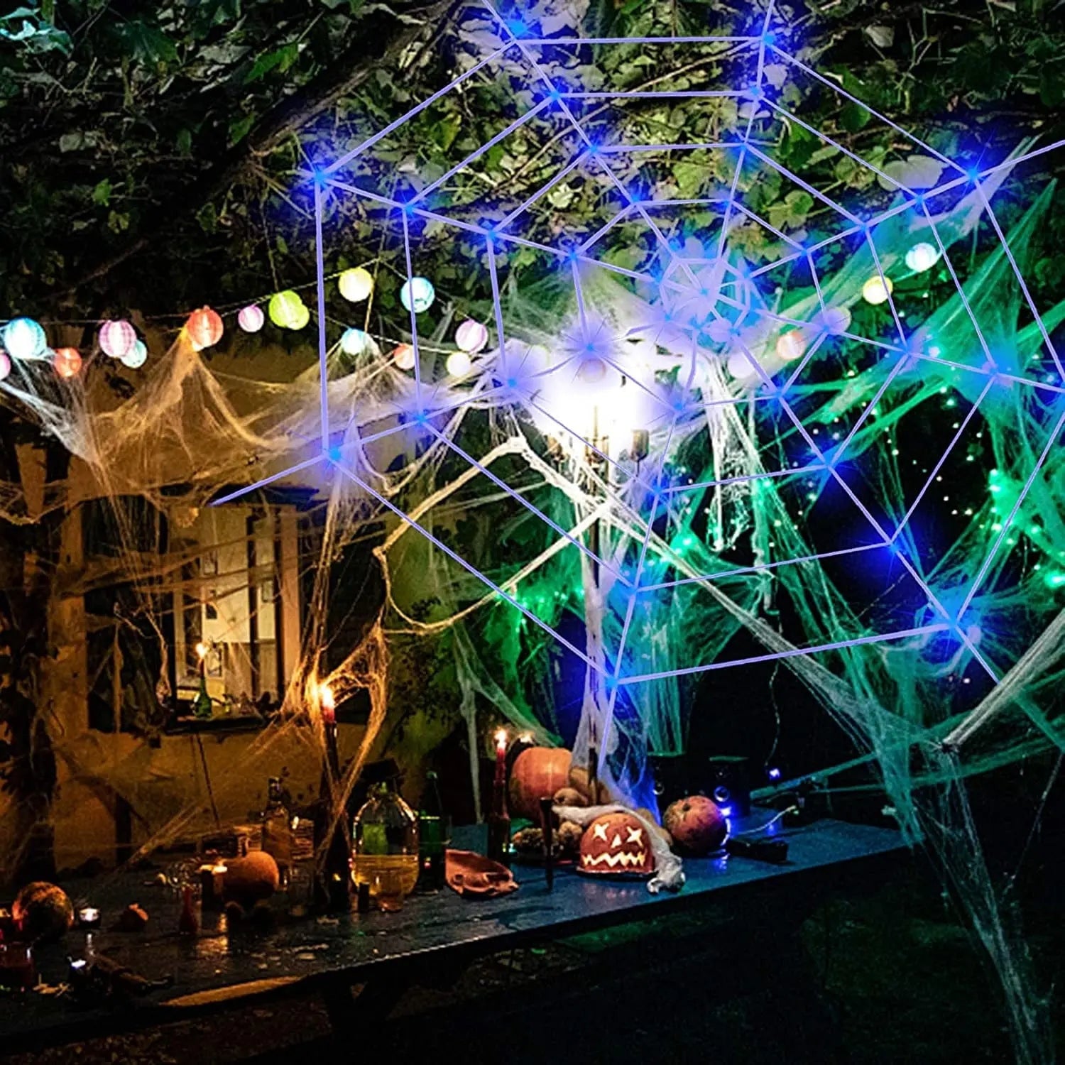 Halloween Spider Web Lights Purple LED Outdoor Lighting Modes Decoration - Image 3