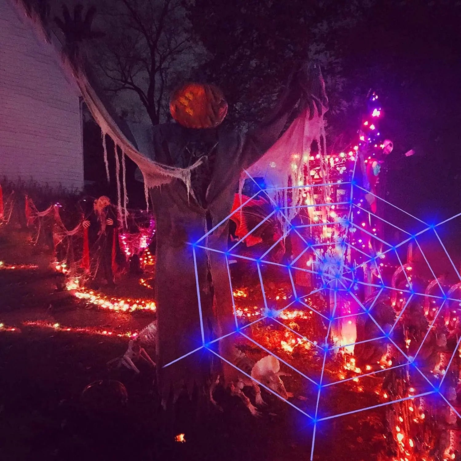 Halloween Spider Web Lights Purple LED Outdoor Lighting Modes Decoration - Image 4