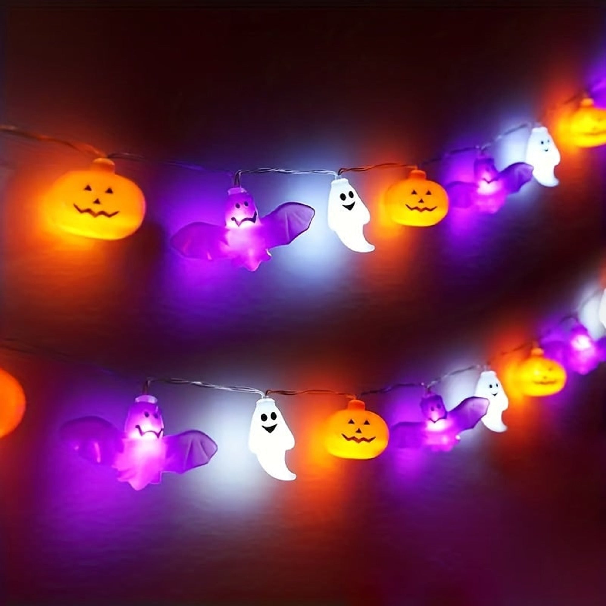 Halloween String Lights LED Ghost Pumpkin Bat Garland Party Decoration - Image 1