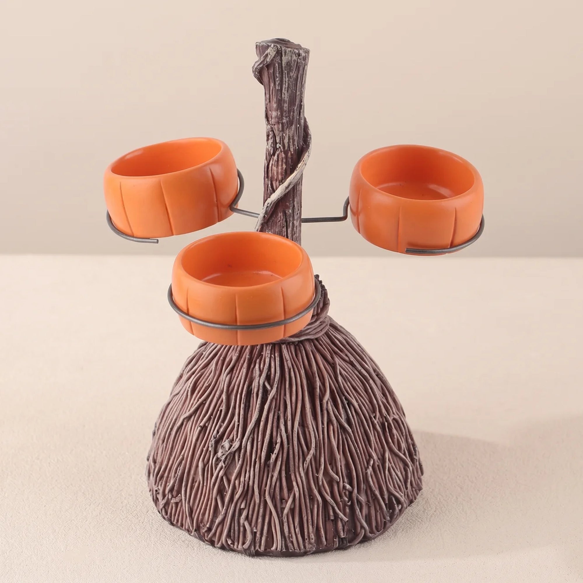 Halloween Table Decorations Broomstick Serving Bowl Set In Resin - Image 1