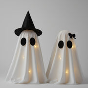 Halloween Table Decorations Set Of Two Light-Up Fabric Ghosts With Warm White LED Lights - Image 1
