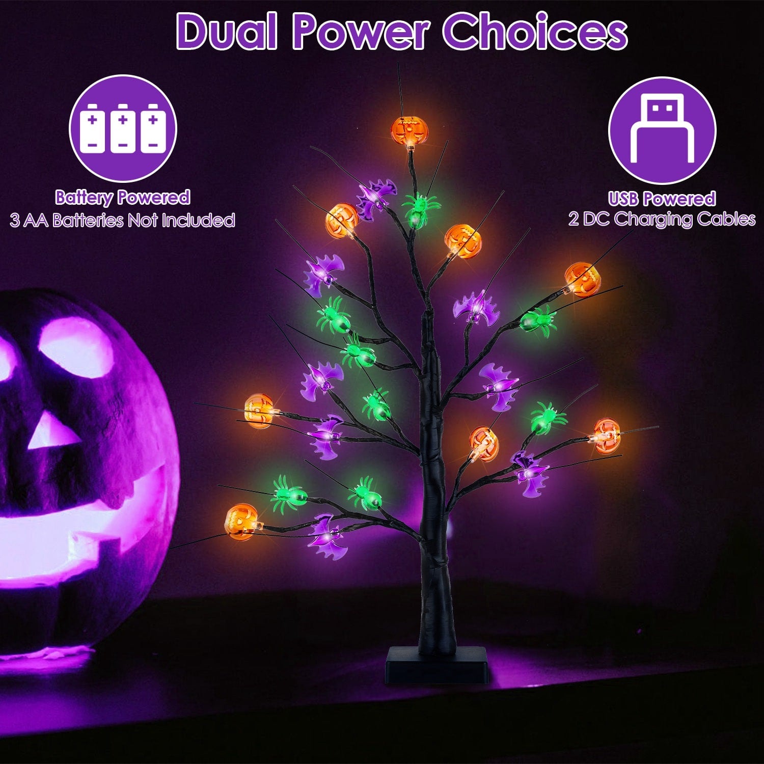 Halloween Table Decorations With LED Lighted Adjustable Twig Tree - Image 1