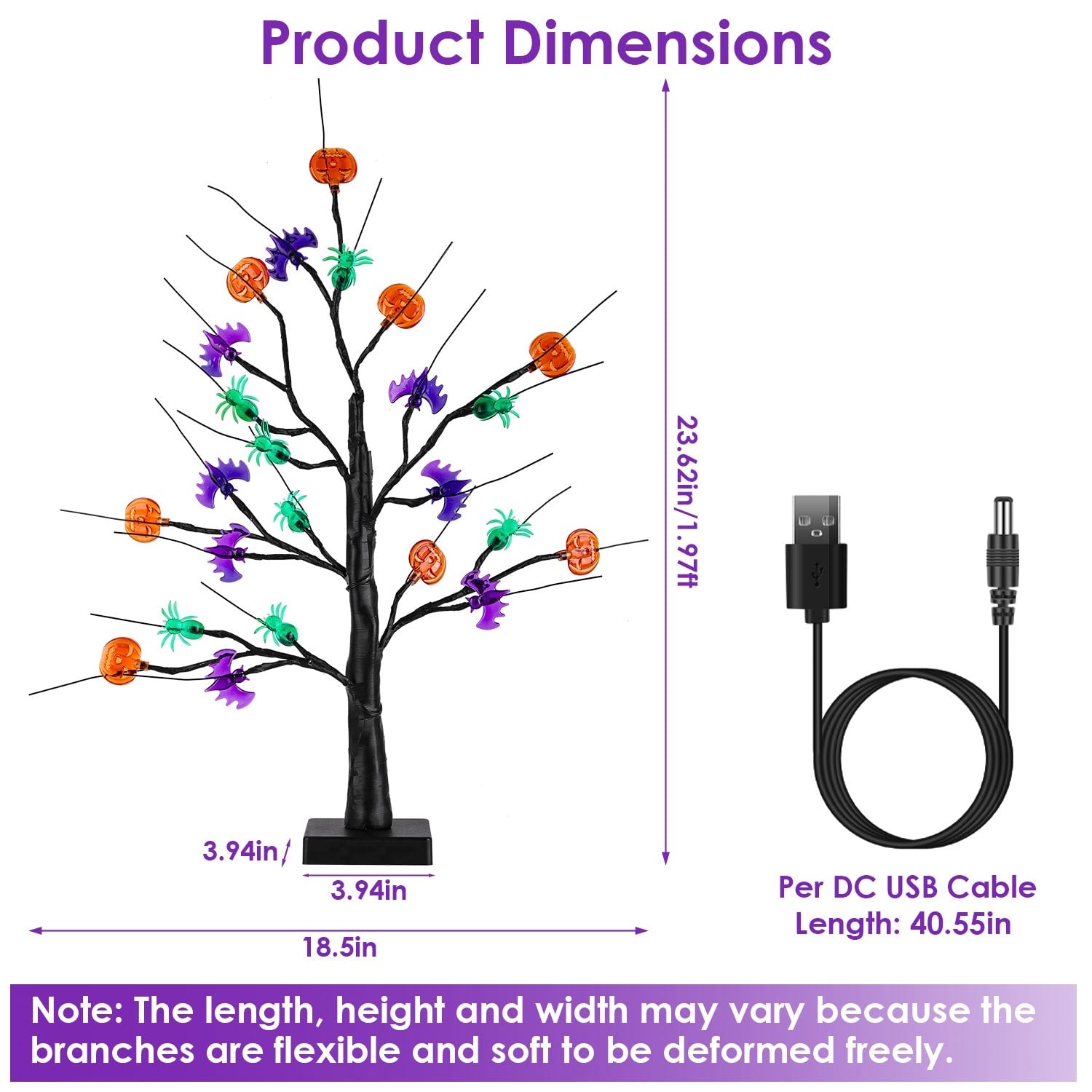 Halloween Table Decorations With LED Lighted Adjustable Twig Tree - Image 3