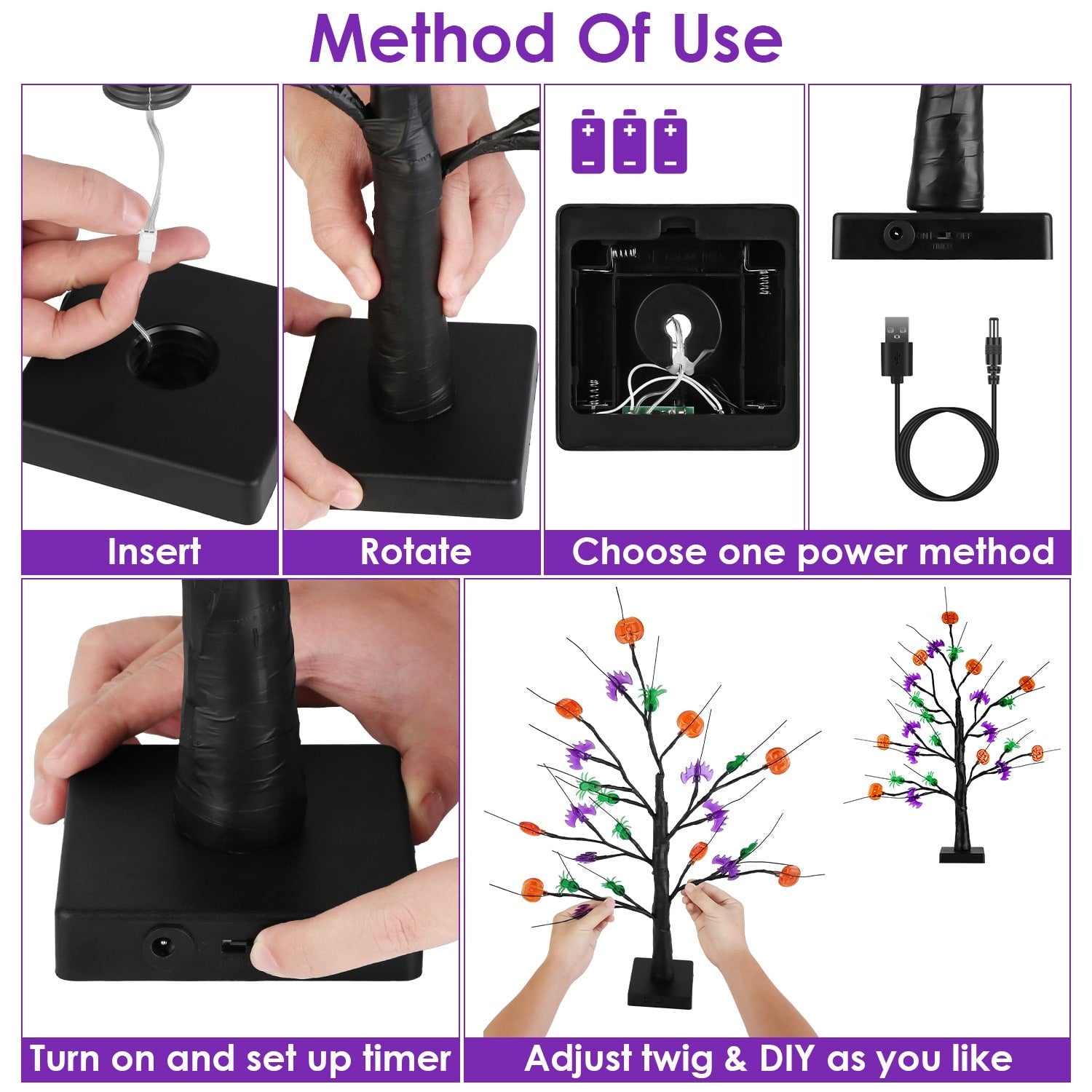 Halloween Table Decorations With LED Lighted Adjustable Twig Tree - Image 6