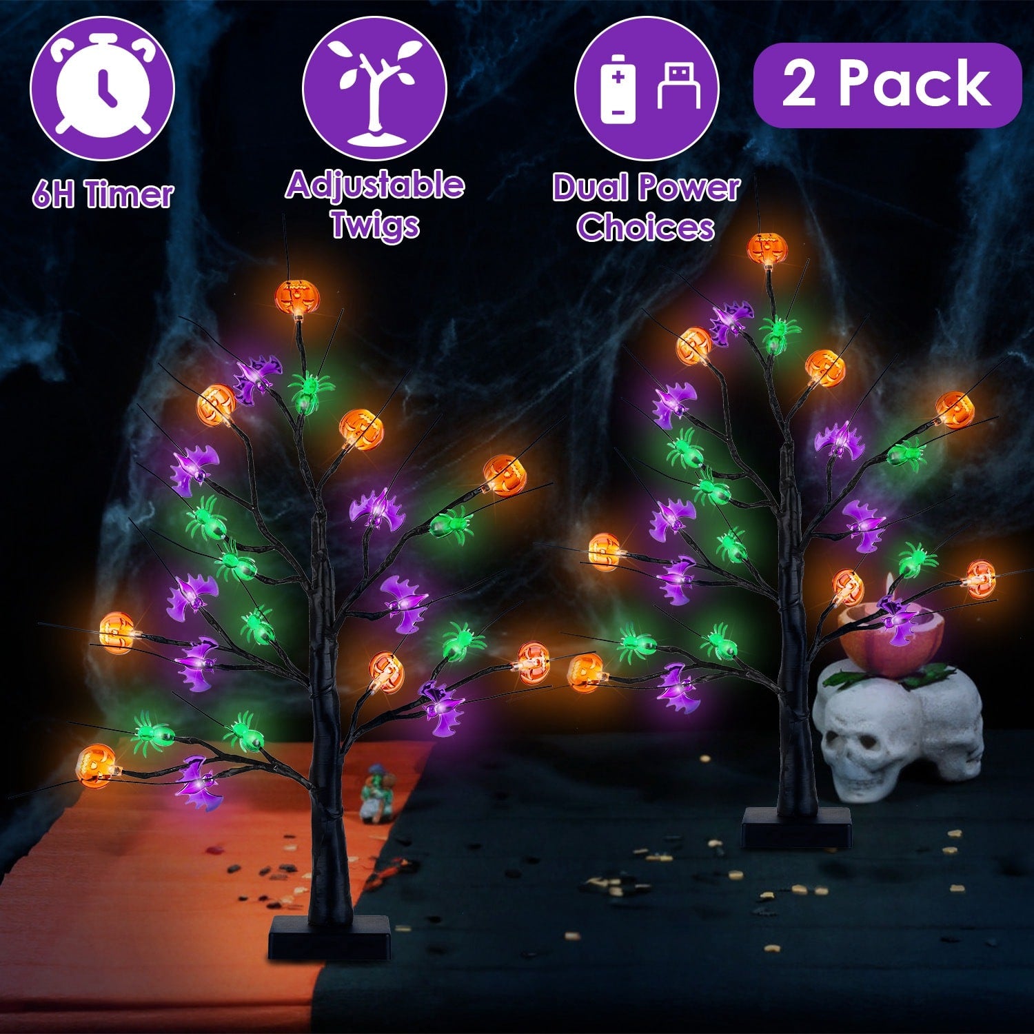 Halloween Table Decorations With LED Lighted Adjustable Twig Tree - Image 9