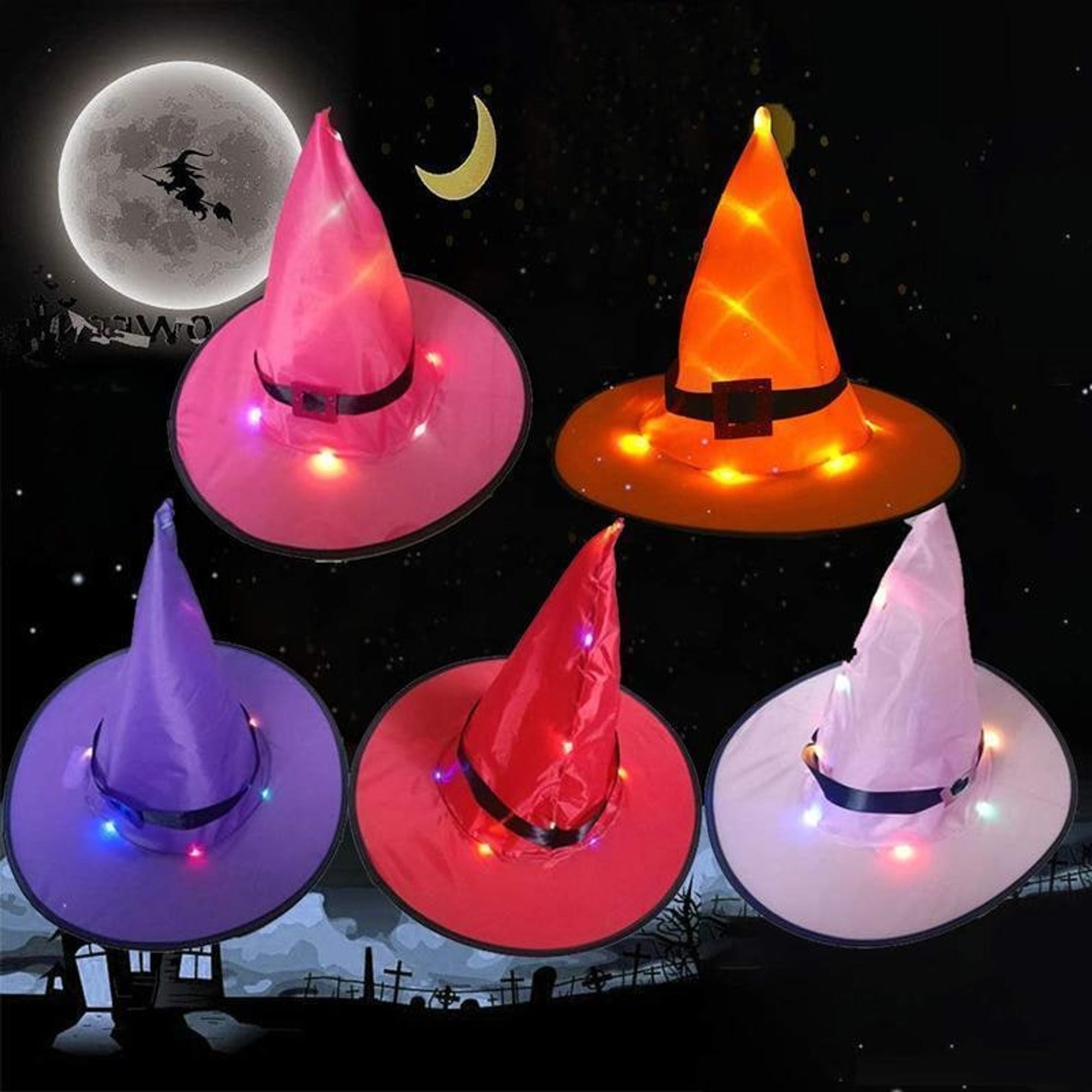 Halloween Witch Hat Lights LED String Light-Up Decor - Image 1