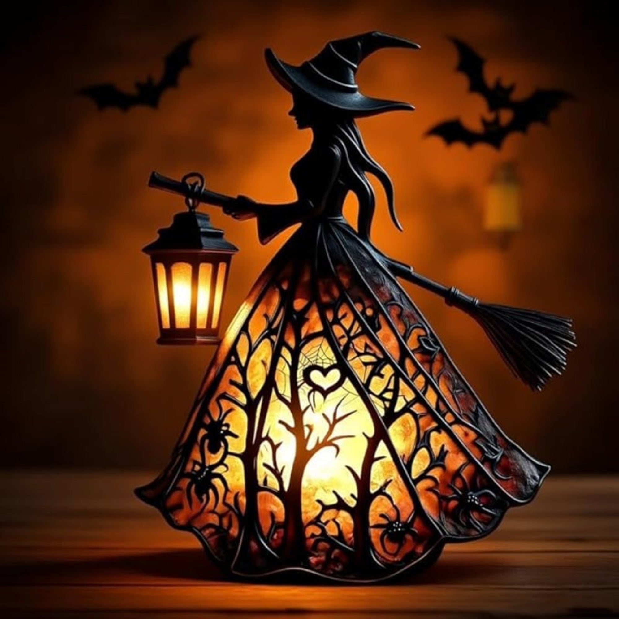 Halloween Witch Lantern Battery Operated LED Night Light Halloween Lanterns & Candlelight - Image 2