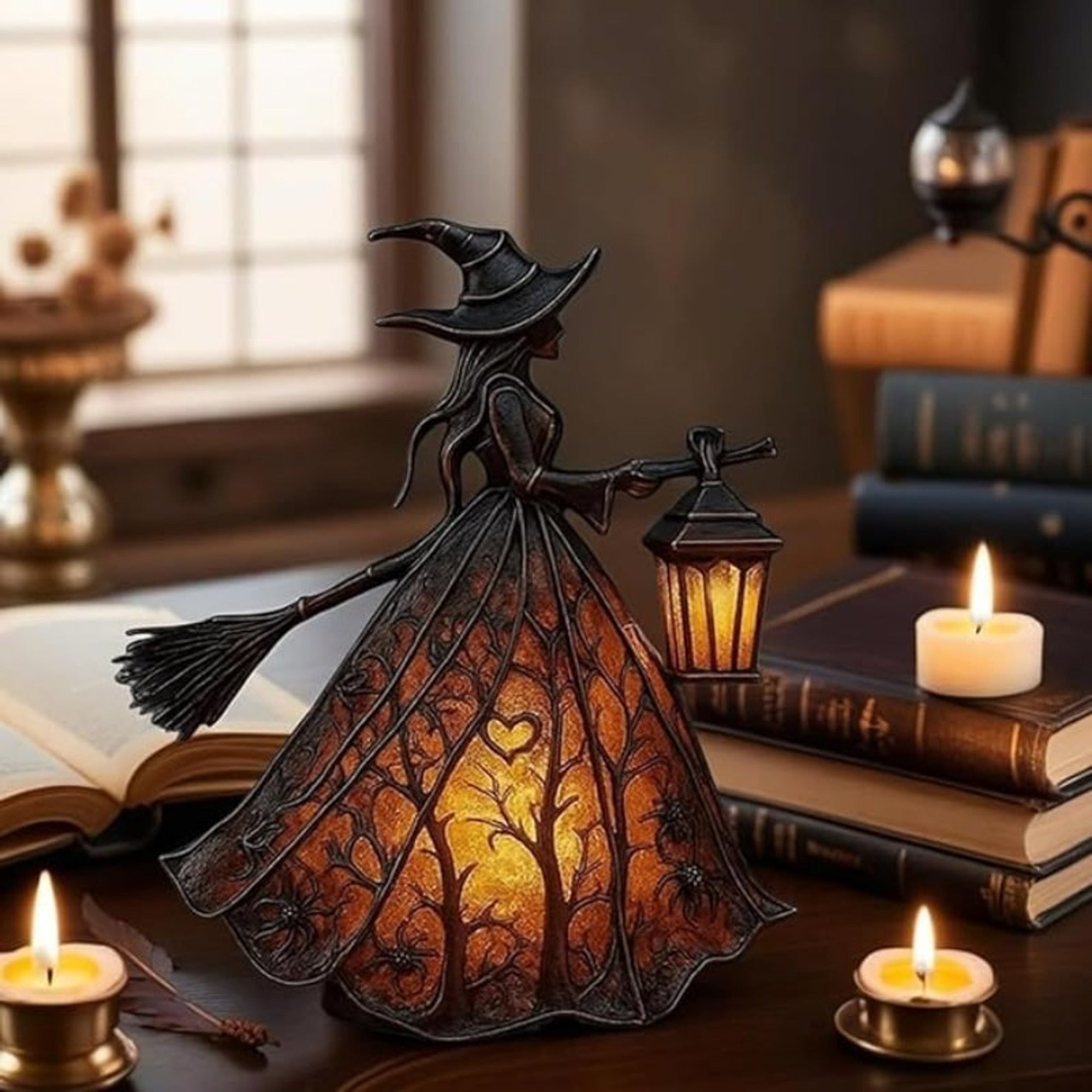 Halloween Witch Lantern Battery Operated LED Night Light Halloween Lanterns & Candlelight - Image 5
