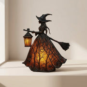 Halloween Lanterns Witch Figurine With Broom And LED Light - Witch Lantern Product View
