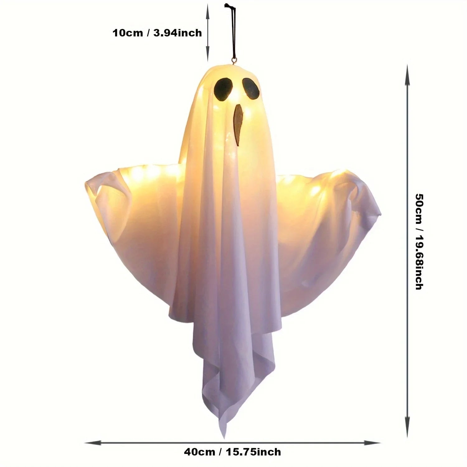 Hanging Halloween Decorations 3 Warm Glowing LED Ghosts For Outdoor Yard Display - Image 2