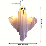 Hanging Halloween Decorations 3 Warm Glowing LED Ghosts For Outdoor Yard Display - Image 2