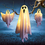 Hanging Halloween Decorations 3 Warm Glowing LED Ghosts For Outdoor Yard Display - Image 6