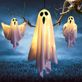Hanging Halloween Decorations 3 Warm Glowing LED Ghosts For Outdoor Yard Display - Image 6