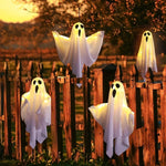 Hanging Halloween Decorations 3 Warm Glowing LED Ghosts For Outdoor Yard Display - Image 1