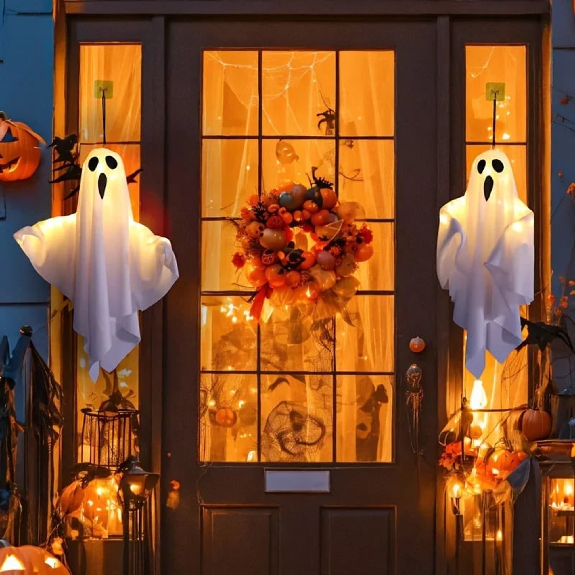 Hanging Halloween Decorations 3 Warm Glowing LED Ghosts For Outdoor Yard Display - Image 5