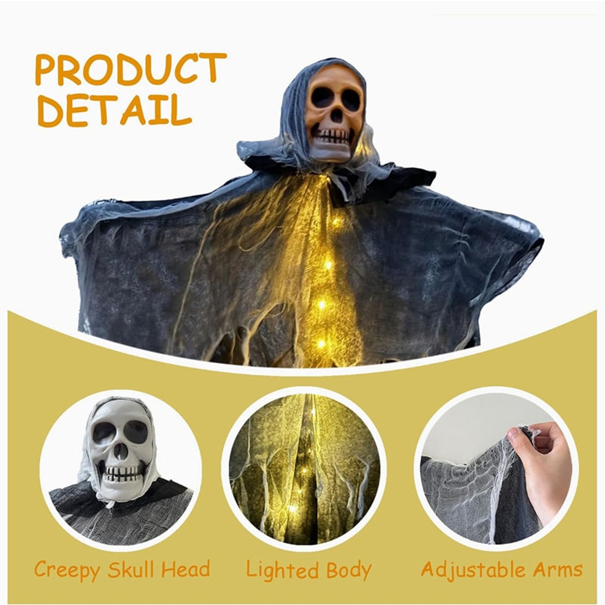 Hanging Halloween Decorations Horror Ghost Skull Skeleton Prop For Outdoor Yard Party - Image 12
