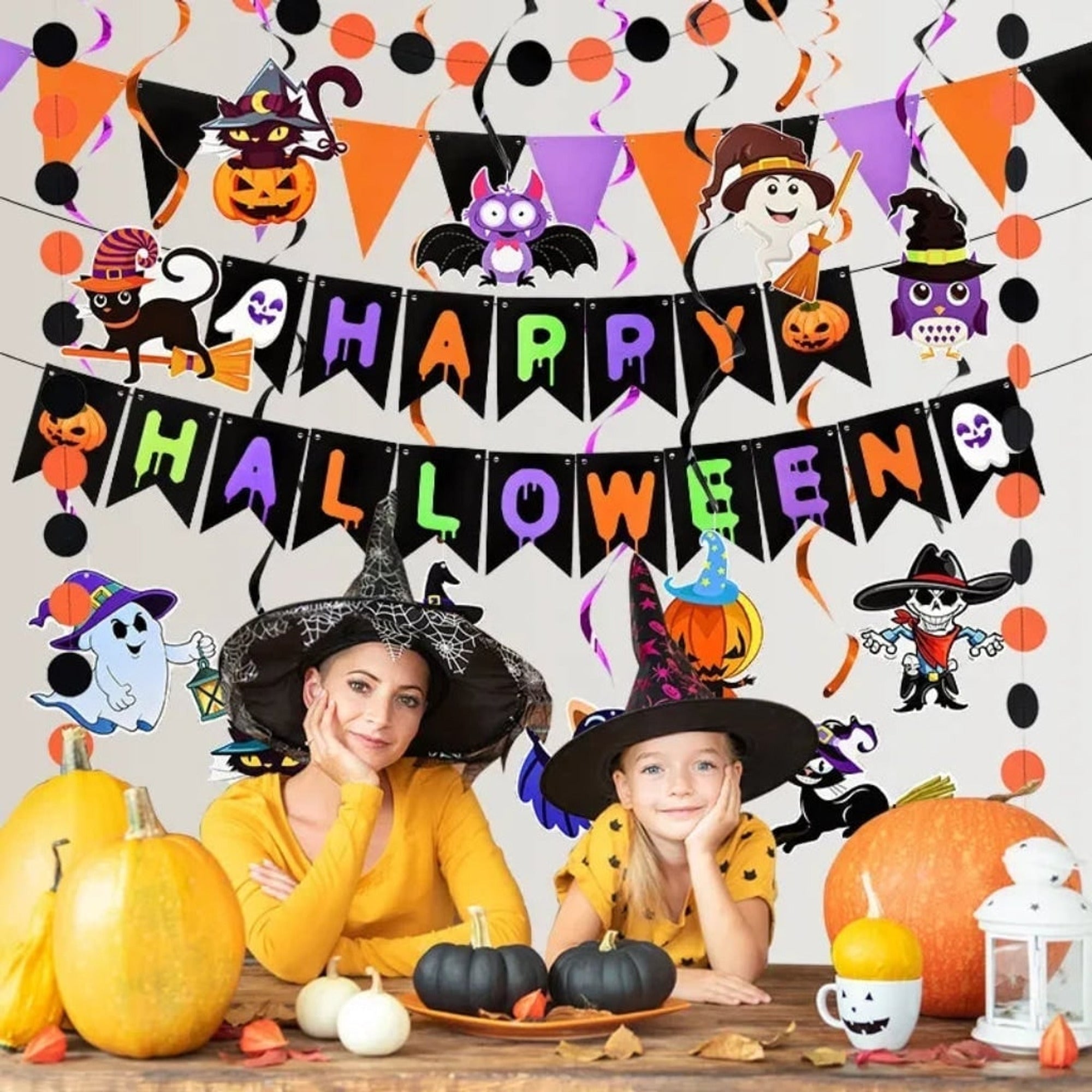 Hanging Halloween Decorations Party Banner Kit With Swirls And Outdoor Wall Decor - Image 1