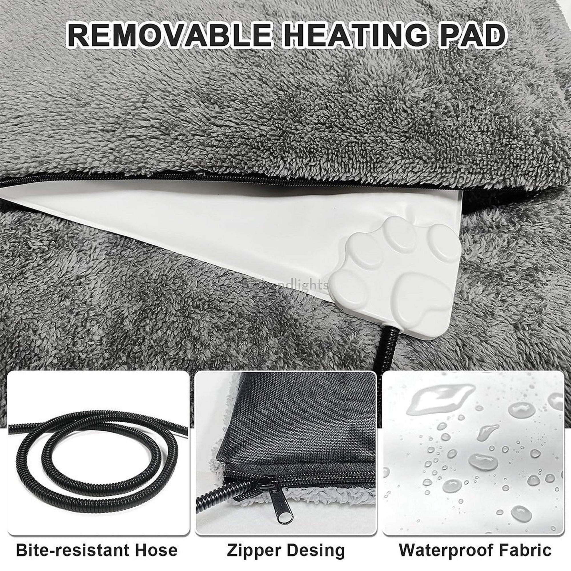 Heated Dog Bed With Removable Washable Plush Cover - Image 5