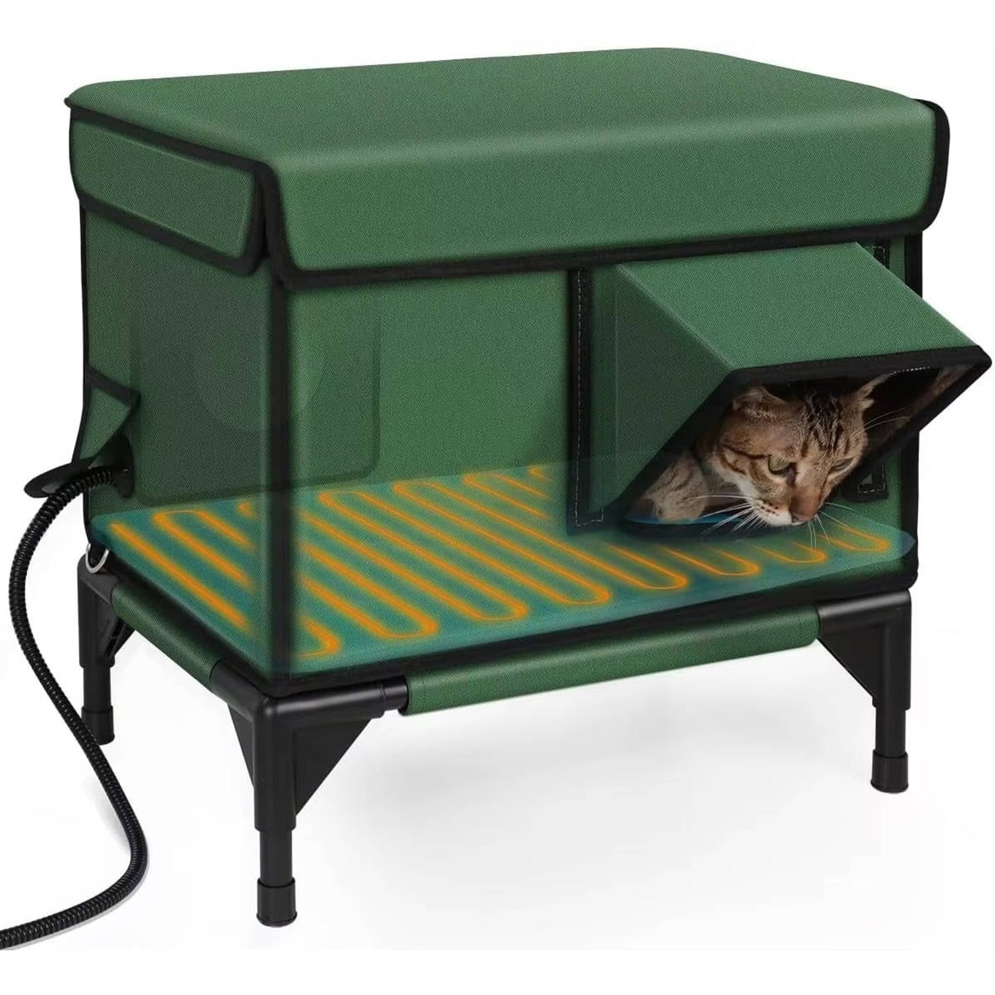 Heated Outdoor Cat House For Winter With Insulated Canopy And Escape Door - Image 1