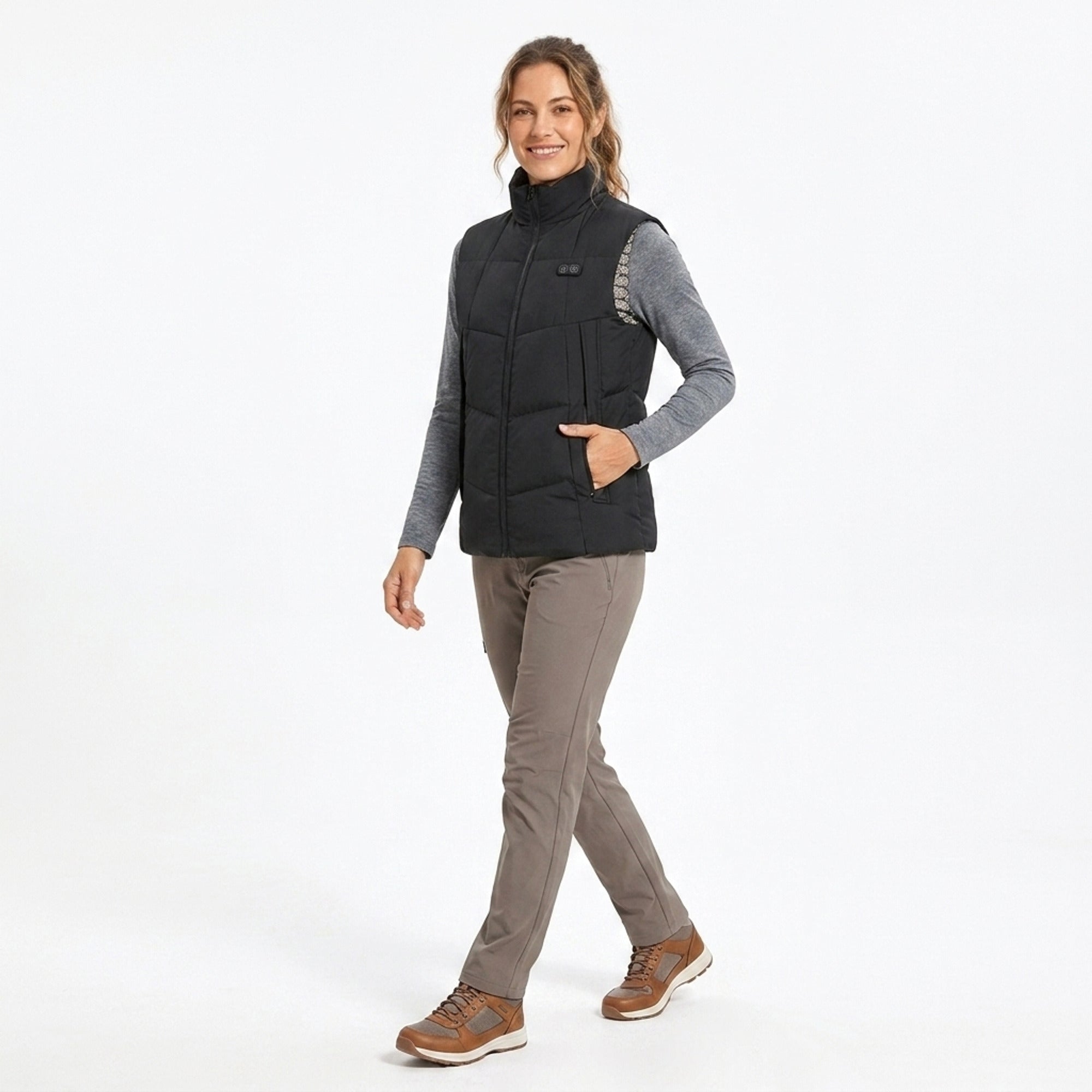 Heated Vest Women's Electric USB Rechargeable Battery Powered Puffer Stand Collar With Heat Reflective Lining - Image 2