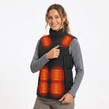 Heated Vest Women's Electric USB Rechargeable Battery Powered Puffer Stand Collar With Heat Reflective Lining - Image 1