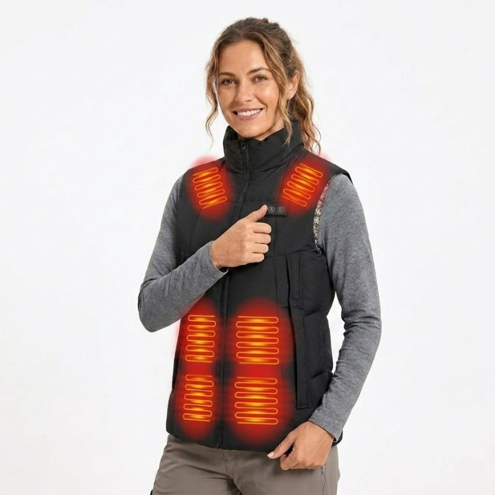 Heated Vest Women's Electric USB Rechargeable Battery Powered Puffer Stand Collar With Heat Reflective Lining - Image 1