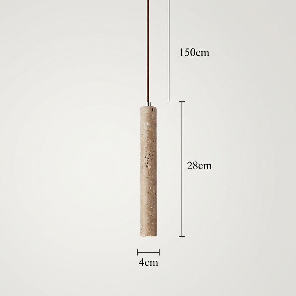 Minimalist Travertine Cylinder Pendant Light 1-Light Lasson Living