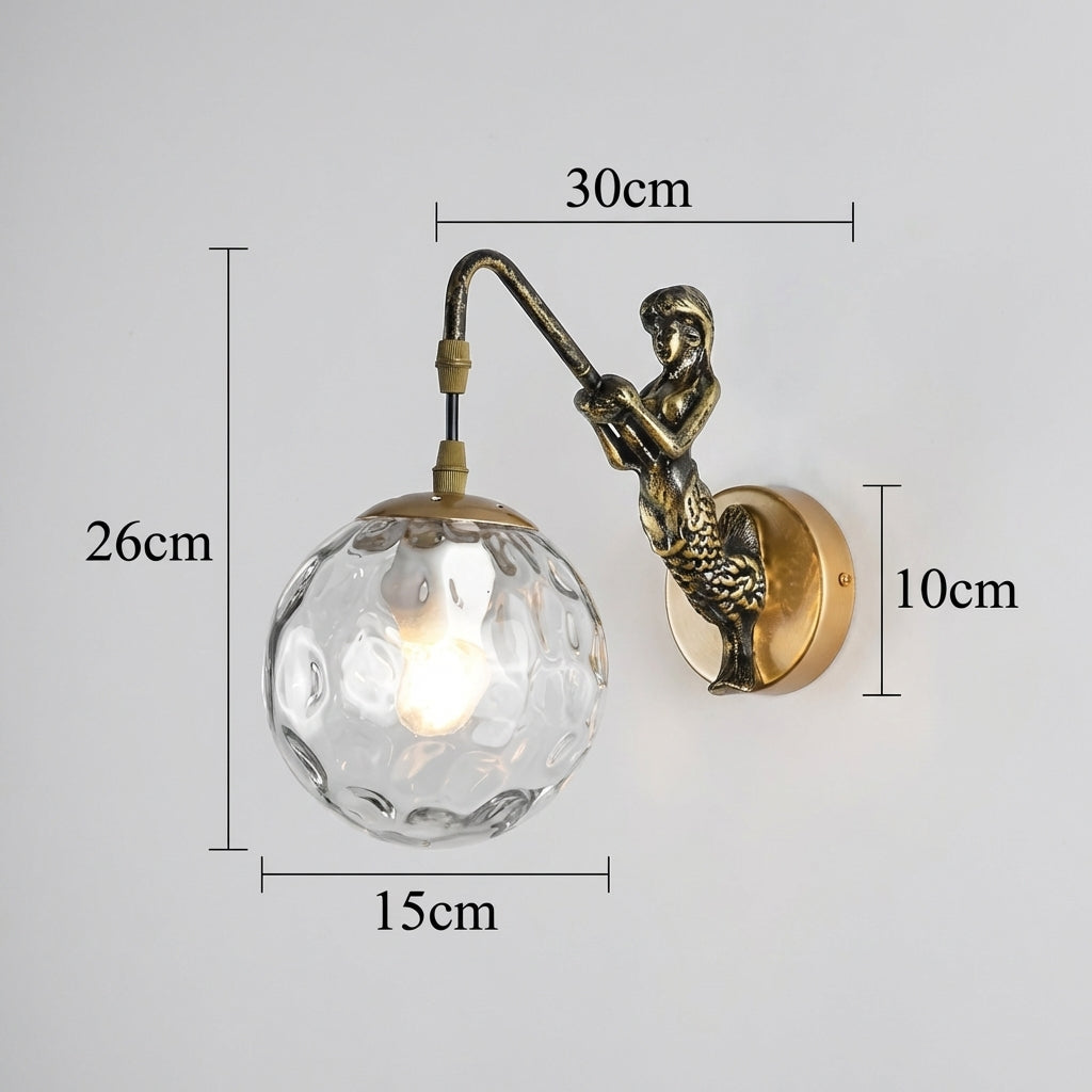 Vintage Glass Globe 1-Light Mermaid Wall Sconce Lasson Living