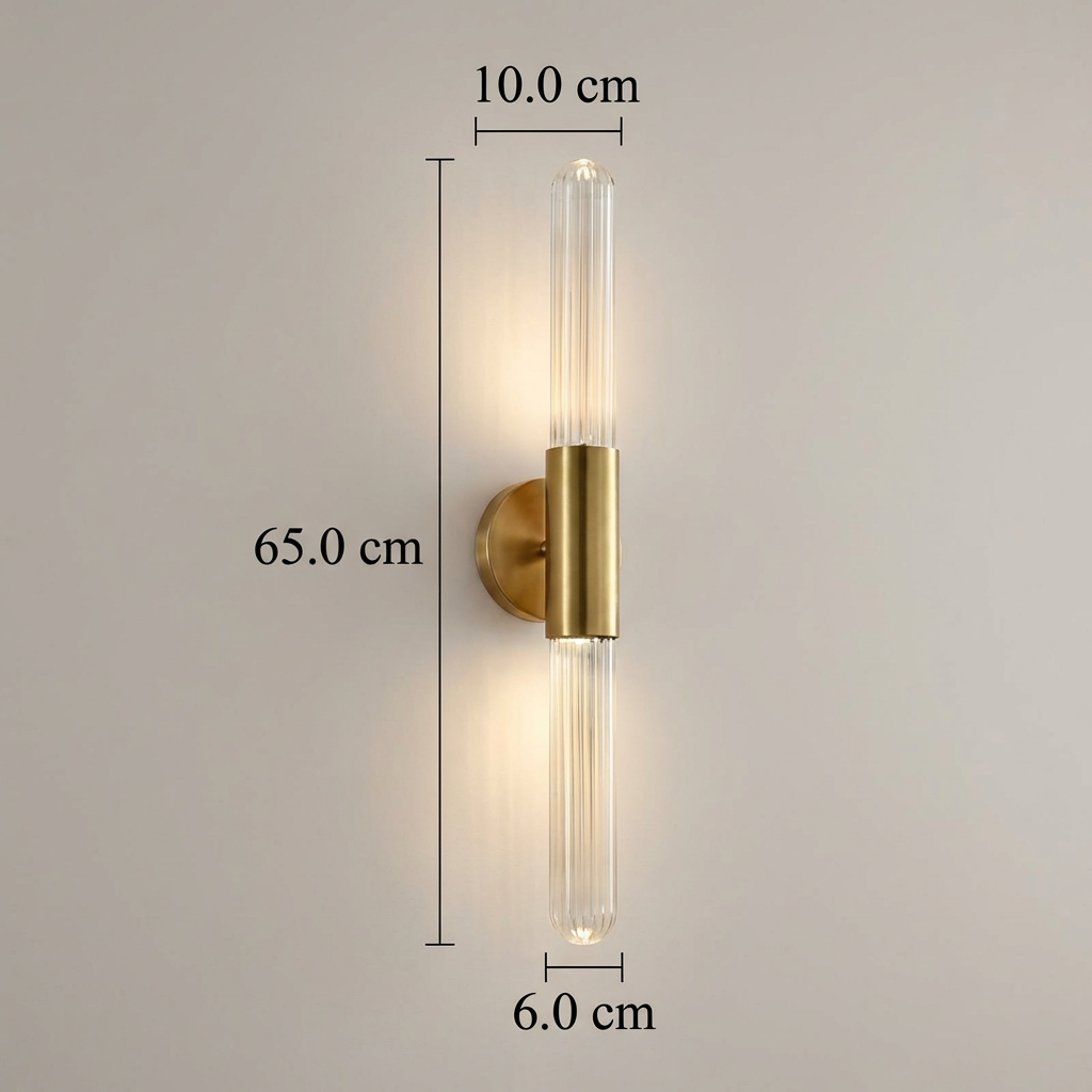 Nordic Water-Ripple Glass Brass Wall Sconce LED 1-Light Lasson Living