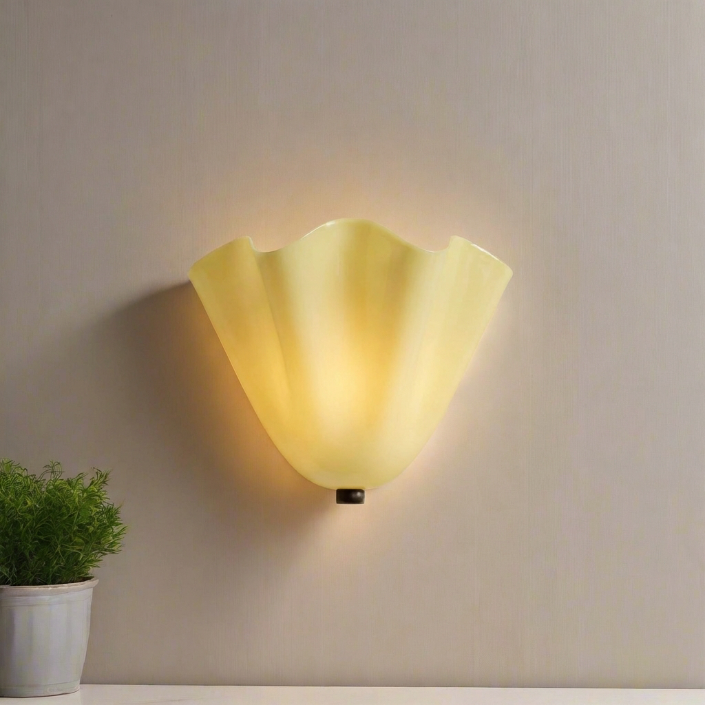 Retro Stained Glass Skirt Shell Wall Sconce LED 1-light Lasson Living
