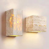 Minimalist Travertine Stone Square Outdoor Wall Light LED 1-Light Lasson Living
