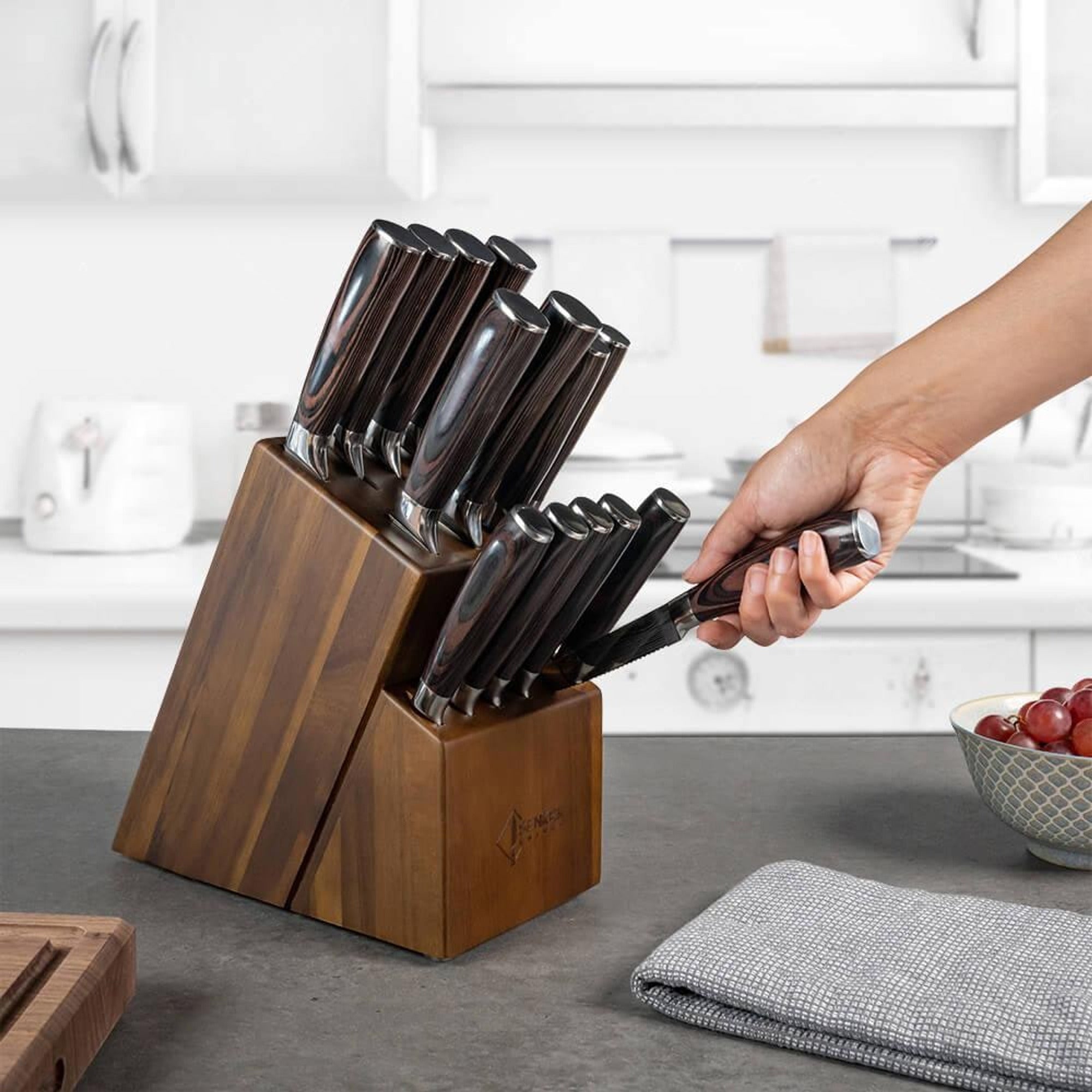 Imperial 14-Piece Japanese Knife Block Set With Acacia Hardwood Block - Image 3