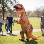 Halloween Inflatable Costume Dinosaur Blow Up T-Rex Outfit With Built-In Fan And Instant Inflation - in-use