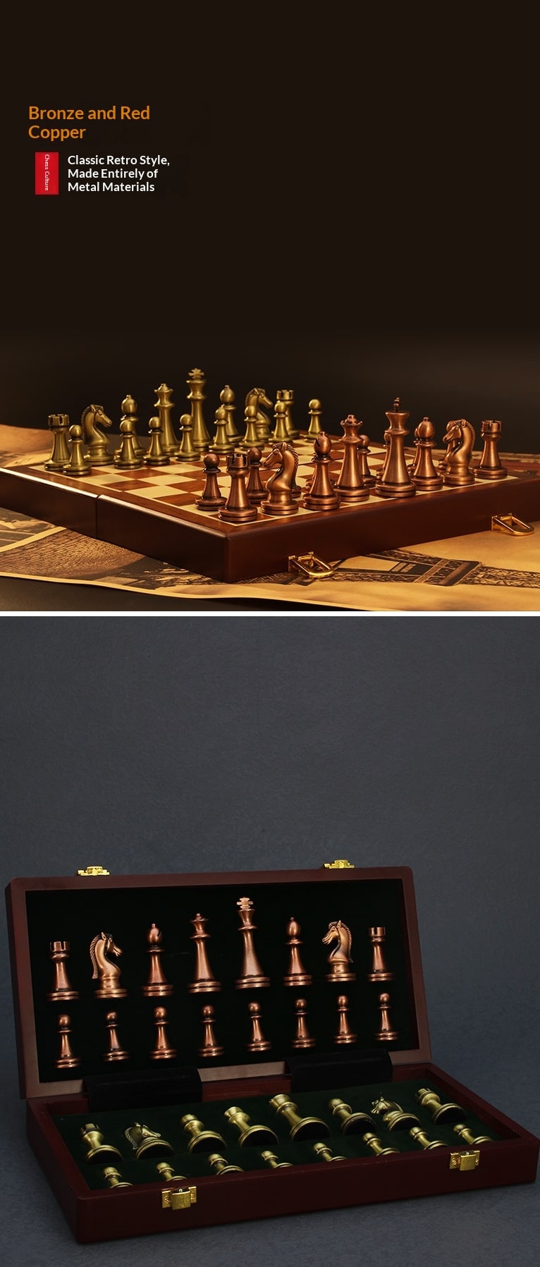 International Foldable Chess Set Portable Board Game With Alloy Pieces - Image 7